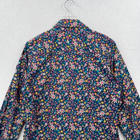 MOODS OF NORWAY Arne Vik Button Up Shirt Men M Blue Retro Floral Cotton Slim Fit - Picture 5 of 12